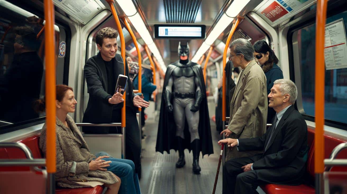 Un test sulla metro di Milano ha dimostrato che le persone sono più propense a cedere il posto agli anziani se nel vagone è presente un uomo vestito da Batman